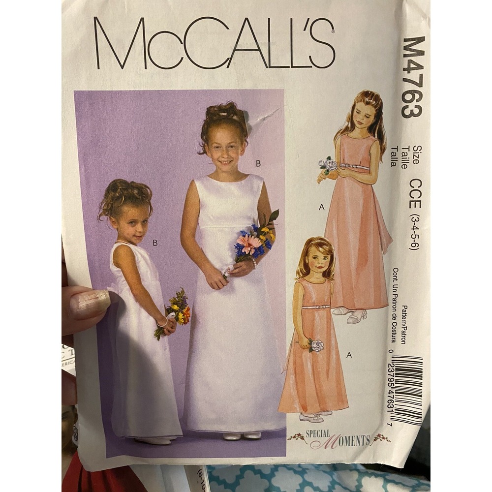 2005 McCalls 4763 Girls Formal Dress Sewing Pattern Size 3-6 Uncut Flower Girl